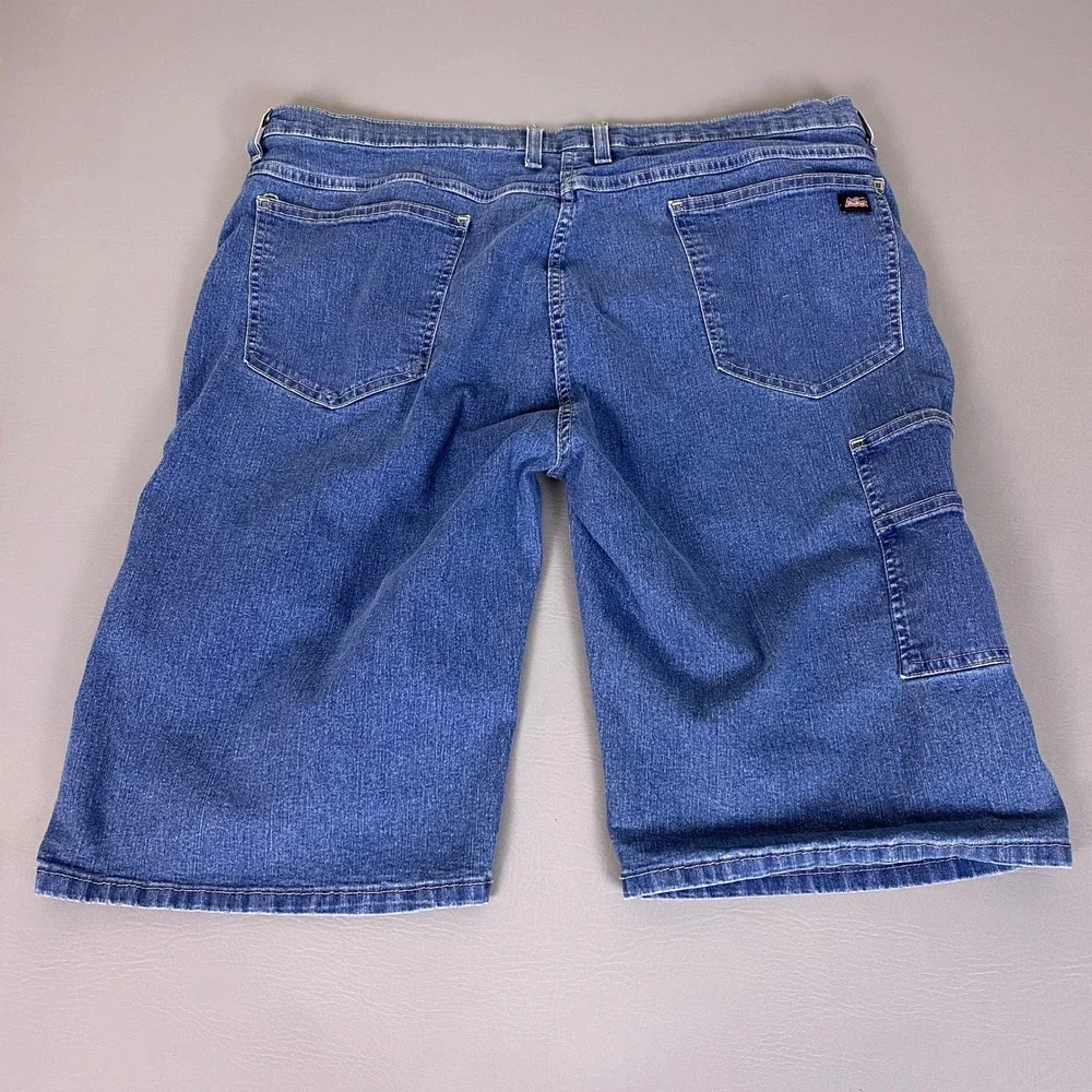 Genuine Dickies Mens Blue Denim Shorts Size 40 Regular Fit Stretch *Stain spots*